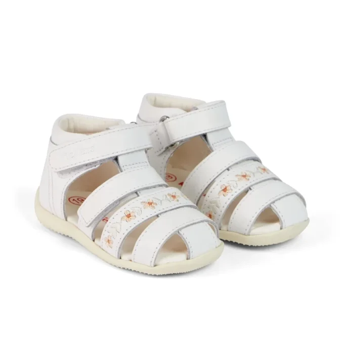 Baby Wriggle Çiçekli Sandaletler Deri Beyaz