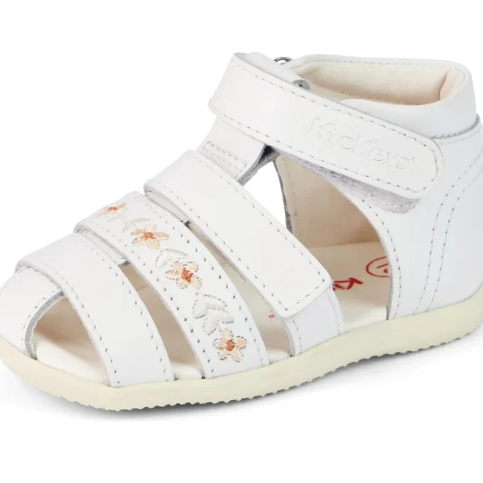 Baby Wriggle Çiçekli Sandaletler Deri Beyaz