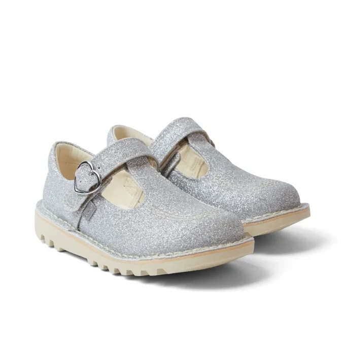 Bebek Kız Kick T-Bar Glitter Cosmic Tekstil Gümüş