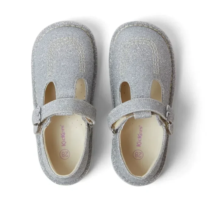 Bebek Kız Kick T-Bar Glitter Cosmic Tekstil Gümüş