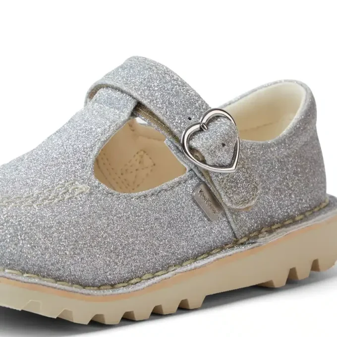 Bebek Kız Kick T-Bar Glitter Cosmic Tekstil Gümüş