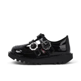 Bebek Kız Kick T-Bar Meadow Siyah Suni Deri