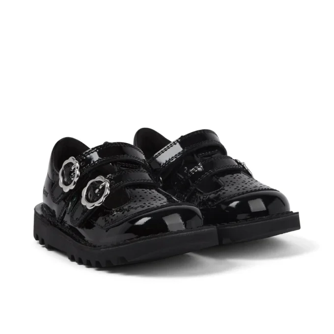 Bebek Kız Kick T-Bar Meadow Siyah Suni Deri