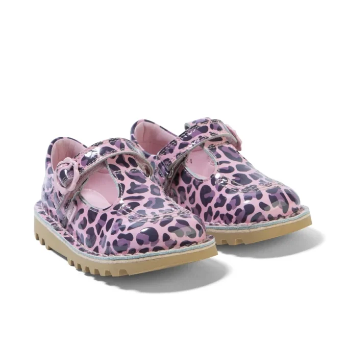 Bebek Kız Kick T Leopar Suni Deri Pembe