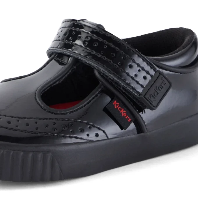 Bebek Kız Tovni Brogue T-Bar Suni Deri Siyah