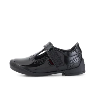 Bebek Kızlar Bridie Brogue T-Vel Siyah Suni Deri
