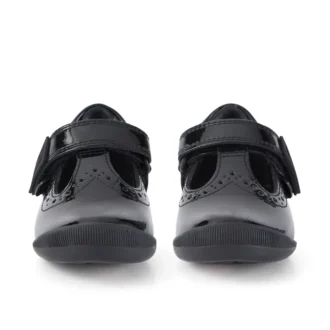 Bebek Kızlar Bridie Brogue T-Vel Siyah Suni Deri