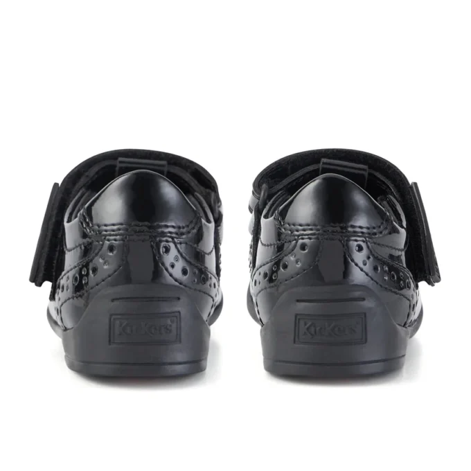 Bebek Kızlar Bridie Brogue T-Vel Siyah Suni Deri