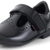 Bebek Kızlar Bridie Brogue T-Vel Siyah Suni Deri