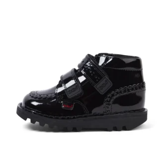 Bebek Kızlar Kick Hi Vel Brogue Siyah Suni Deri