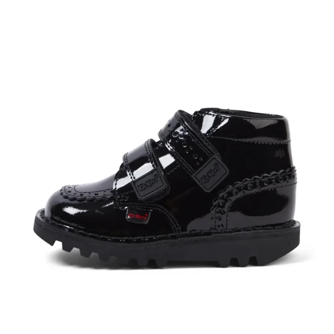 Bebek Kızlar Kick Hi Vel Brogue Siyah Suni Deri