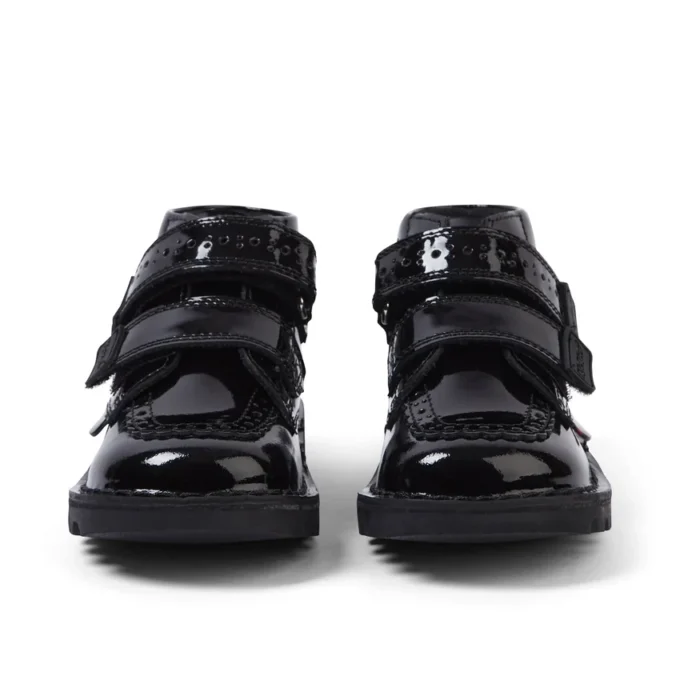 Bebek Kızlar Kick Hi Vel Brogue Siyah Suni Deri