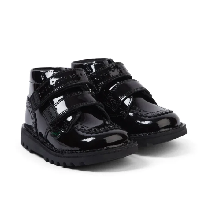 Bebek Kızlar Kick Hi Vel Brogue Siyah Suni Deri