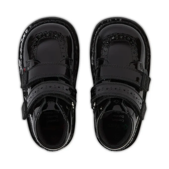 Bebek Kızlar Kick Hi Vel Brogue Siyah Suni Deri