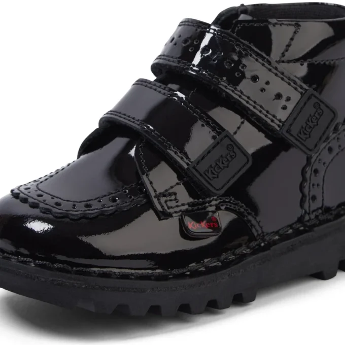 Bebek Kızlar Kick Hi Vel Brogue Siyah Suni Deri
