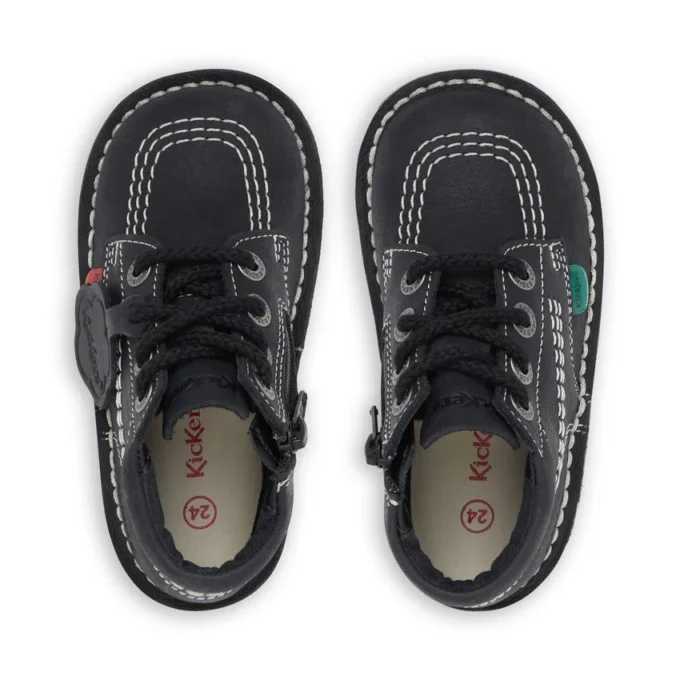 Bebek Unisex Kick Hi Zip Deri Siyah/Beyaz