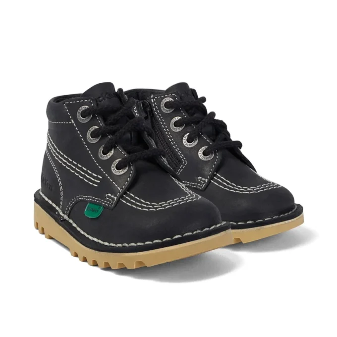Bebek Unisex Kick Hi Zip Deri Siyah/Beyaz