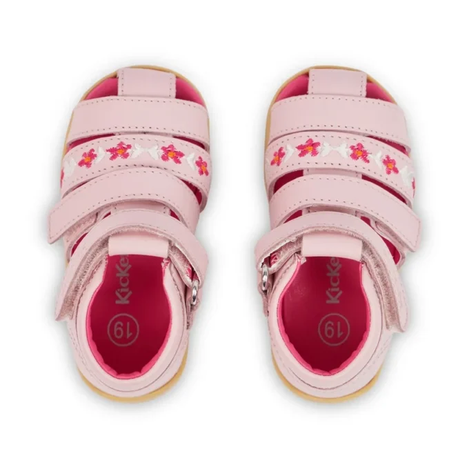Bebek Wriggle Çiçekli Sandalet Deri Pembe