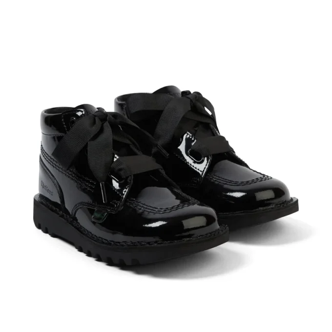Junior Kız Kick Hi Ribbon Suni Deri Siyah