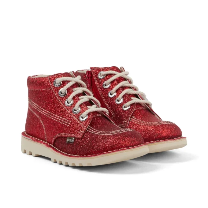 Junior Unisex Kick Hi Glitter Ayakkabılar Kırmızı