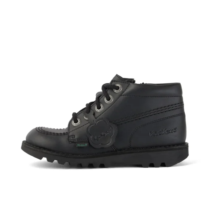 Junior Unisex Kick Hi Zip Deri Alternatif Siyah