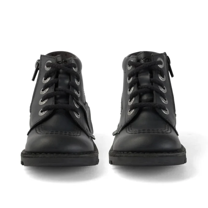 Junior Unisex Kick Hi Zip Deri Alternatif Siyah
