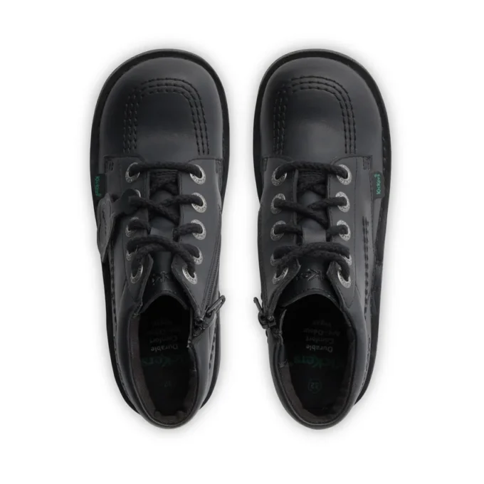Junior Unisex Kick Hi Zip Deri Alternatif Siyah