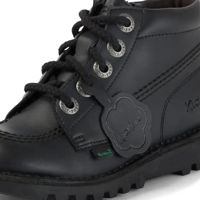 Junior Unisex Kick Hi Zip Deri Alternatif Siyah