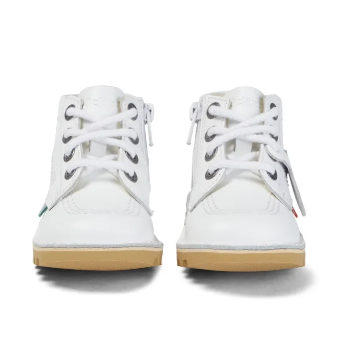 Junior Unisex Kick Hi Zip Deri Beyaz