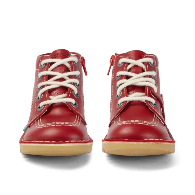 Junior Unisex Kick Hi Zip Deri Kırmızı