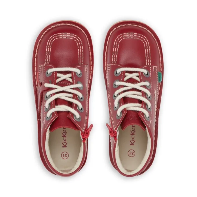 Junior Unisex Kick Hi Zip Deri Kırmızı