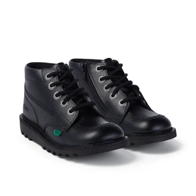 Junior Unisex Kick Hi Zip Deri Siyah