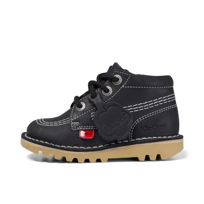 Junior Unisex Kick Hi Zip Deri Siyah/Beyaz