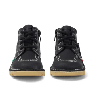 Junior Unisex Kick Hi Zip Deri Siyah/Beyaz