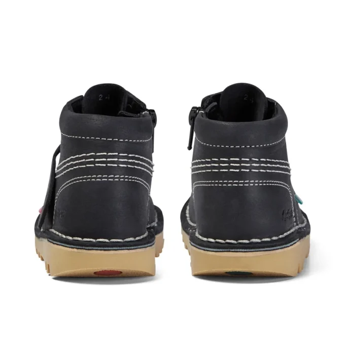 Junior Unisex Kick Hi Zip Deri Siyah/Beyaz