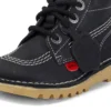 Junior Unisex Kick Hi Zip Deri Siyah/Beyaz