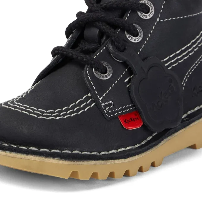 Junior Unisex Kick Hi Zip Deri Siyah/Beyaz