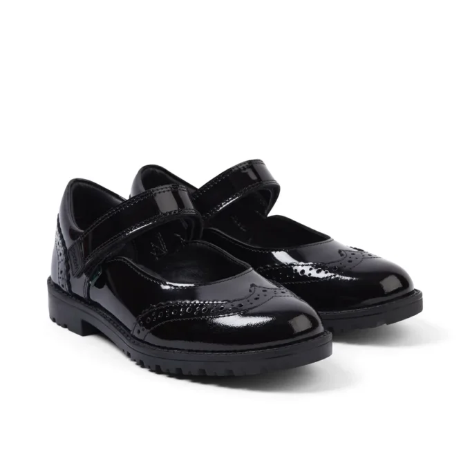 Küçük Kızlar Lachly MJ Brogue Siyah Suni Deri