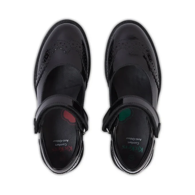 Küçük Kızlar Lachly MJ Brogue Siyah Suni Deri