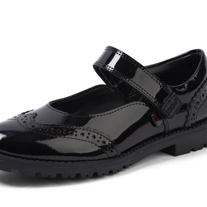 Küçük Kızlar Lachly MJ Brogue Siyah Suni Deri