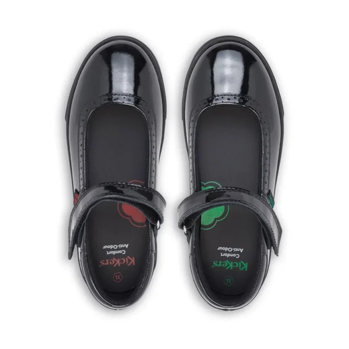 Küçük Kızlar Tovni Brogue MJ Siyah Suni Deri