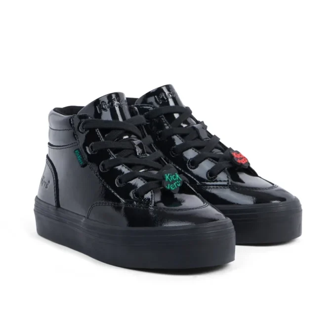 Küçük Kızlar Tovni Stack Hi Flower Siyah Suni Deri