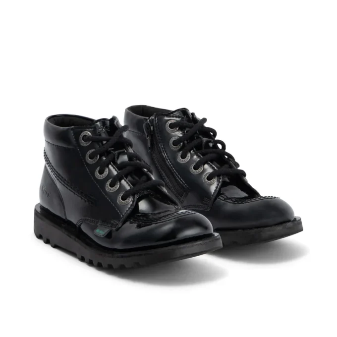 Kız Çocuk Kick Hi Zip Deri Alternatif Suni Deri Siyah