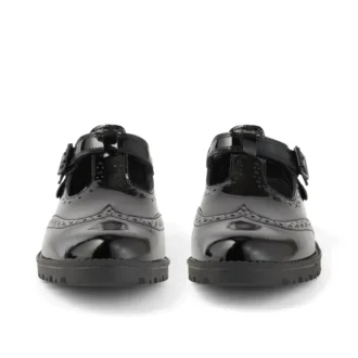Kız Çocuk Lachly Brogue T-Bar Siyah Suni Deri