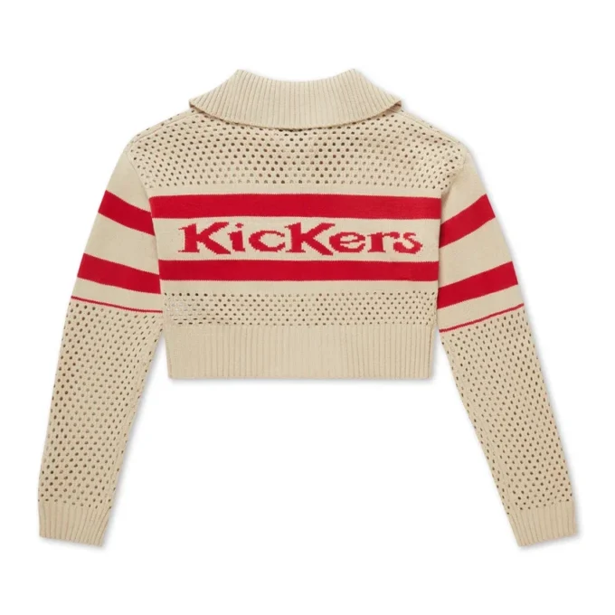 Yetişkin Kadın Kickers Fermuarlı Örgü Beyaz
