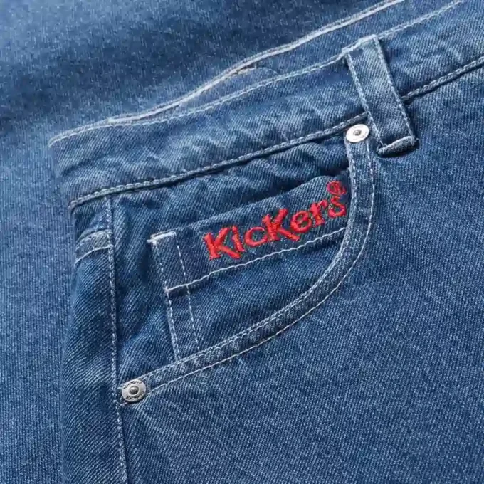 Yetişkin Kadın Kickers Klasik Fıçı Paça Jean Mavi