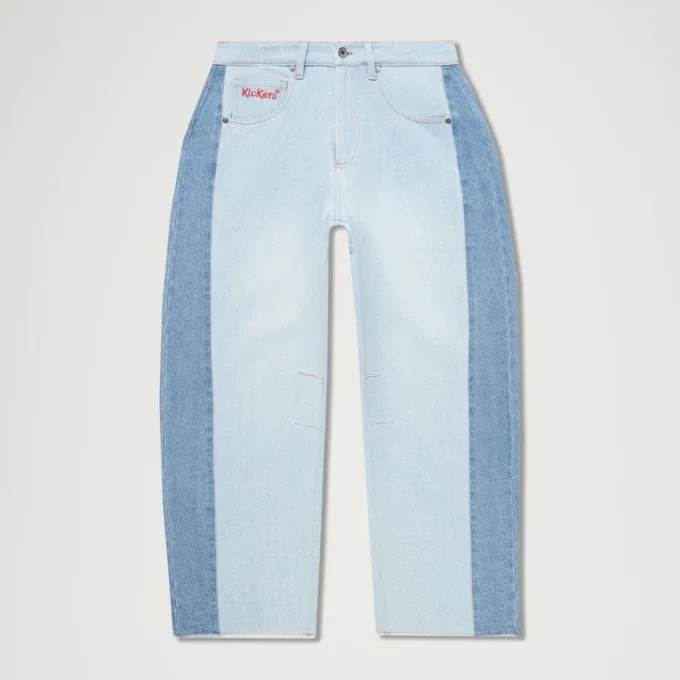 Yetişkin Kadın Kickers Klasik Geniş Paça Barrel Jean Mavi