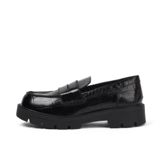 Yetişkin Kadın Kori Loafer Croc Deri Siyah