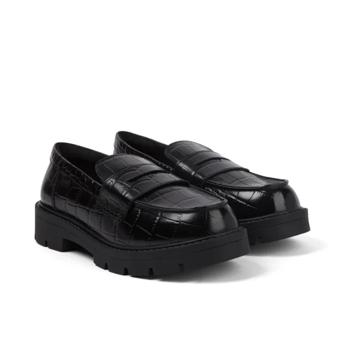 Yetişkin Kadın Kori Loafer Croc Deri Siyah