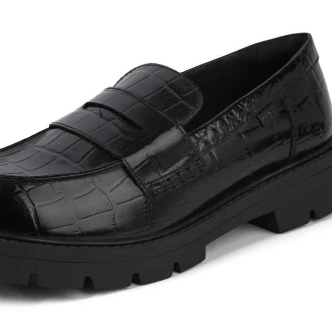 Yetişkin Kadın Kori Loafer Croc Deri Siyah